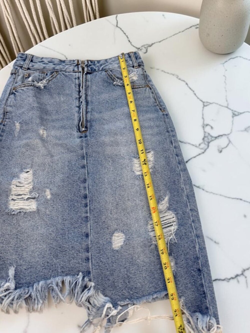 ZARA IX’D Denim Makers Asymmetrical Knee Length Denim Jean Skirt Size XS - Picture 7 of 10